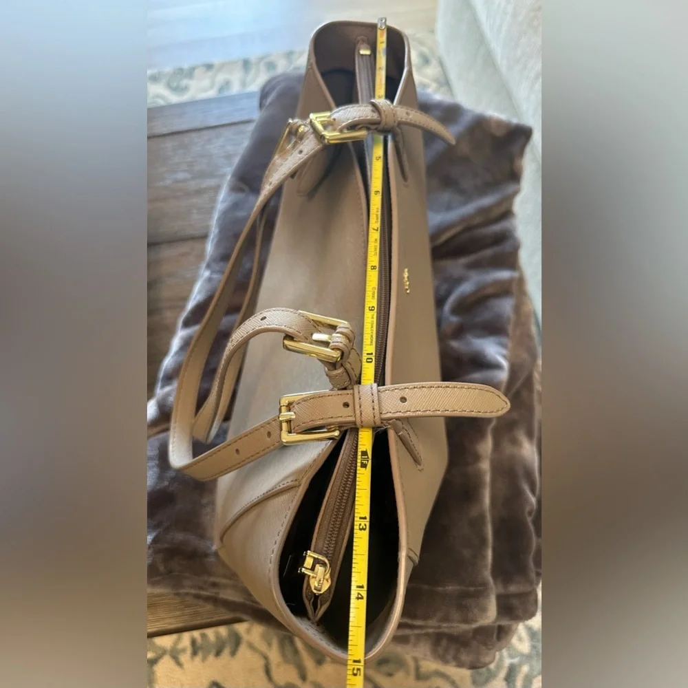 Tory Burch Light Taupe Saffiano Leather Tote